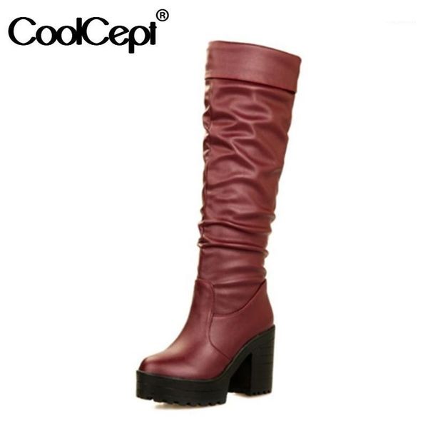 boots coolcept women knee high platform thick heel winter long fashion cool shoes woman footwear size 34-431, Black
boots coolcept women knee high platform thick heel winter long fashion cool shoes woman footwear size 34-431, Black