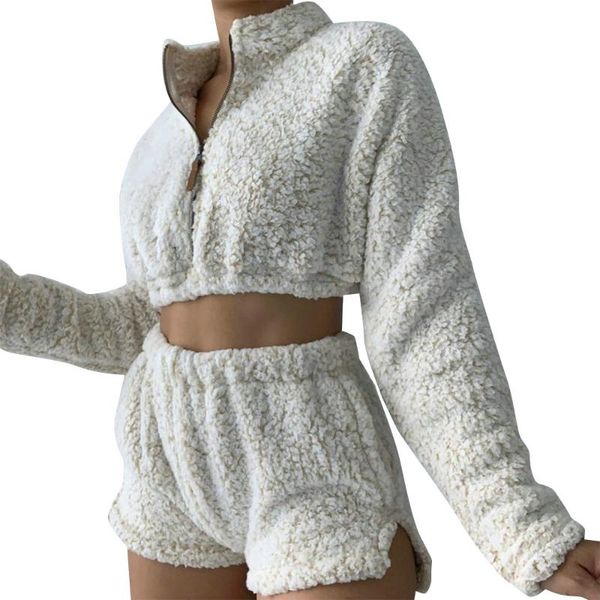 women fleece crop + short pant 2 pieces set female winter autumn soft warm plush tracksuit sets homewear lady suit outfits, Gray
women fleece crop + short pant 2 pieces set female winter autumn soft warm plush tracksuit sets homewear lady suit outfits, Gray