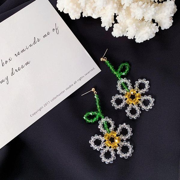 simple korean handmade cute crystal earrings women's hand woven flowers earrings long temperament beaded pendientes mujer, Golden;silver
simple korean handmade cute crystal earrings women's hand woven flowers earrings long temperament beaded pendientes mujer, Golden;silver