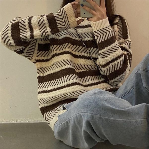 stripe sweater autumn winterkorean women loose long sleeve pullover korean ladies knitted patchwork plus size sweater, White;black
stripe sweater autumn winterkorean women loose long sleeve pullover korean ladies knitted patchwork plus size sweater, White;black