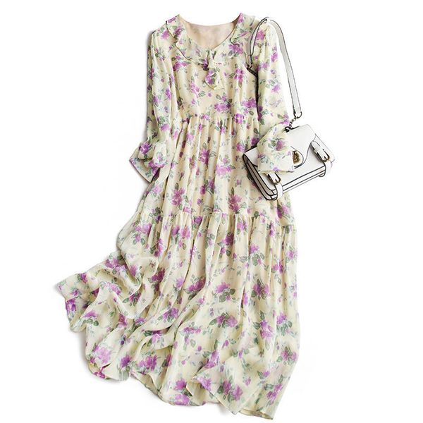 2020 female new original design double pure and fresh purple floral a4010 long silk dress on the waist cq22, Black;gray
2020 female new original design double pure and fresh purple floral a4010 long silk dress on the waist cq22, Black;gray