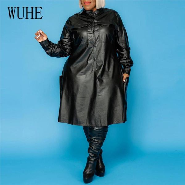 wuhe black pu faux leather loose dress turn down collar full sleeve side pockets single breasted moto biker streetwear dresses, Black;gray
wuhe black pu faux leather loose dress turn down collar full sleeve side pockets single breasted moto biker streetwear dresses, Black;gray