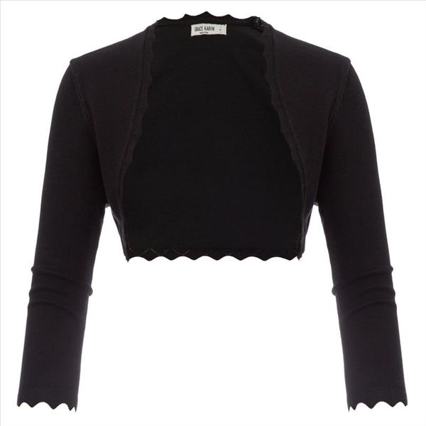 gk black ivory womens 3 4 sleeve open front bolero shrug office work wear party slim copped scalloped knitted jacket coat, Black;brown
gk black ivory womens 3 4 sleeve open front bolero shrug office work wear party slim copped scalloped knitted jacket coat, Black;brown