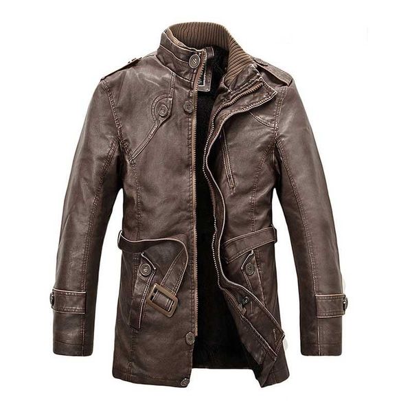 men's washed leather jacket coat thicken winter fleece locomotive jacket casual outwear belt long section faux fur overcoat 4xl, Black
men's washed leather jacket coat thicken winter fleece locomotive jacket casual outwear belt long section faux fur overcoat 4xl, Black
