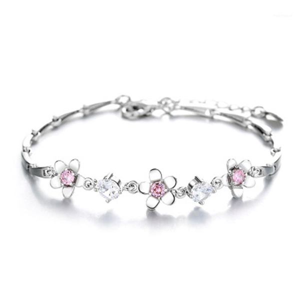 link, chain exquisite pink crystal cherry blossom colorful zirconia flower pendant bracelet for women party birthday valentine's day gi, Black
link, chain exquisite pink crystal cherry blossom colorful zirconia flower pendant bracelet for women party birthday valentine's day gi, Black