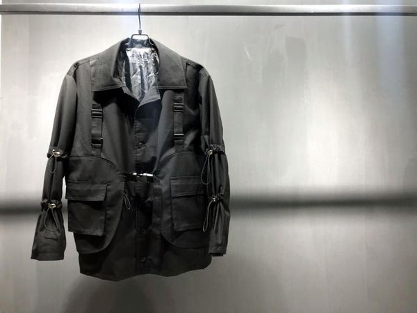 2021 New Black Fake 2 Drawstring Jackets with Thin Darth Vader Jacket Loose Fit Man Woman 4O4K, Black;brown