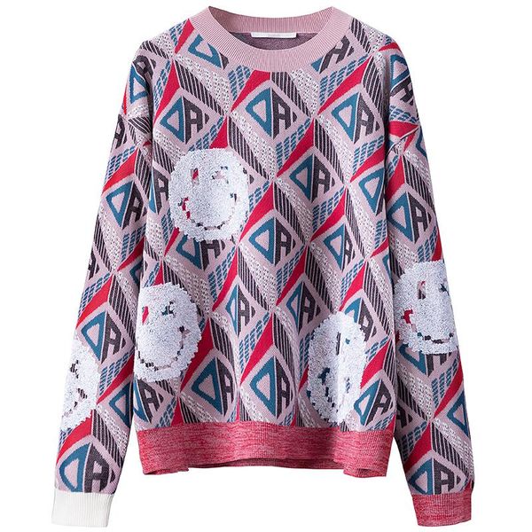 pullover sweater knitted women winter 2020 fashion o neck smile plaid loose lazy lady knitted oversized sweater, White;black
pullover sweater knitted women winter 2020 fashion o neck smile plaid loose lazy lady knitted oversized sweater, White;black