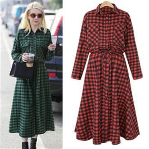 autumn and winter new large women's plaid waistband long shirt long sleeve dress, White
autumn and winter new large women's plaid waistband long shirt long sleeve dress, White