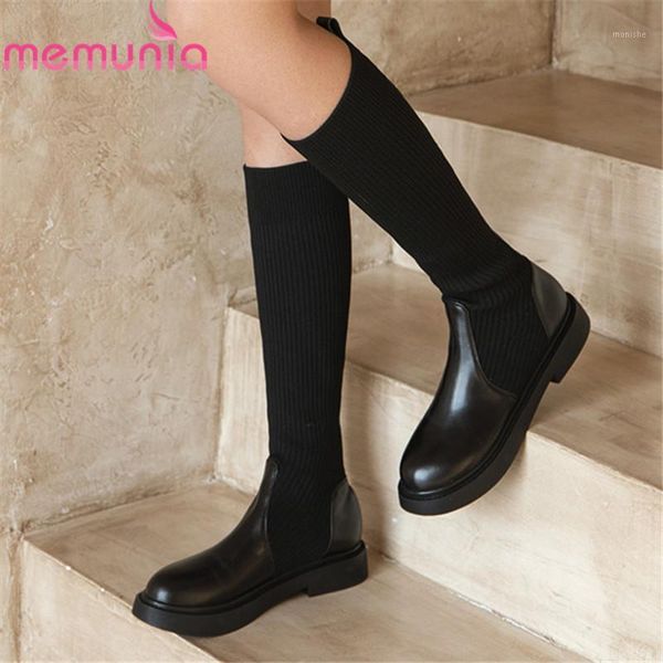 boots memunia 2021 arrive knee high women genuine leather +knitting stretch low heel casual shoes ladies1, Black
boots memunia 2021 arrive knee high women genuine leather +knitting stretch low heel casual shoes ladies1, Black