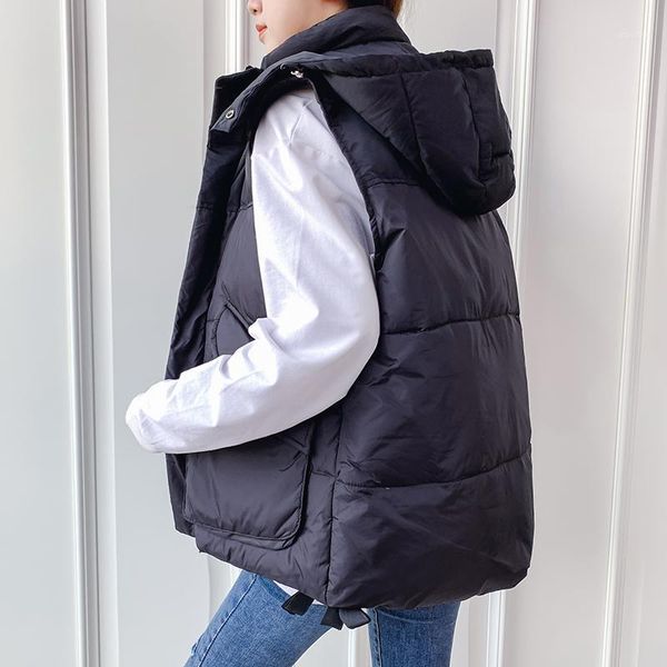 autumn and winter cotton vest female 2020 new student collar short thick down vest jacket1, Black;white
autumn and winter cotton vest female 2020 new student collar short thick down vest jacket1, Black;white
