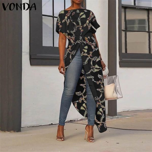 vonda new arrival summer asymmetrical tunic women's blouse pleated long sleeve shirt female floral printed blusas oversized1, White
vonda new arrival summer asymmetrical tunic women's blouse pleated long sleeve shirt female floral printed blusas oversized1, White