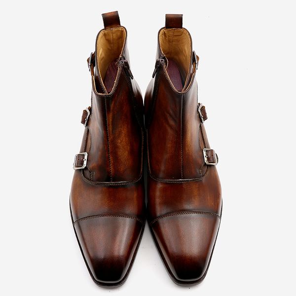 2021men boots custom handmade patina brown breathable square captoe buckles zipper mackay stitching, Black
2021men boots custom handmade patina brown breathable square captoe buckles zipper mackay stitching, Black
