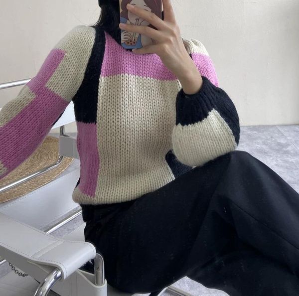 women's sweaters women wool blend contrast knitting color black patchwork long sleeve o neck sweater jumper pullover top, White;black
women's sweaters women wool blend contrast knitting color black patchwork long sleeve o neck sweater jumper pullover top, White;black