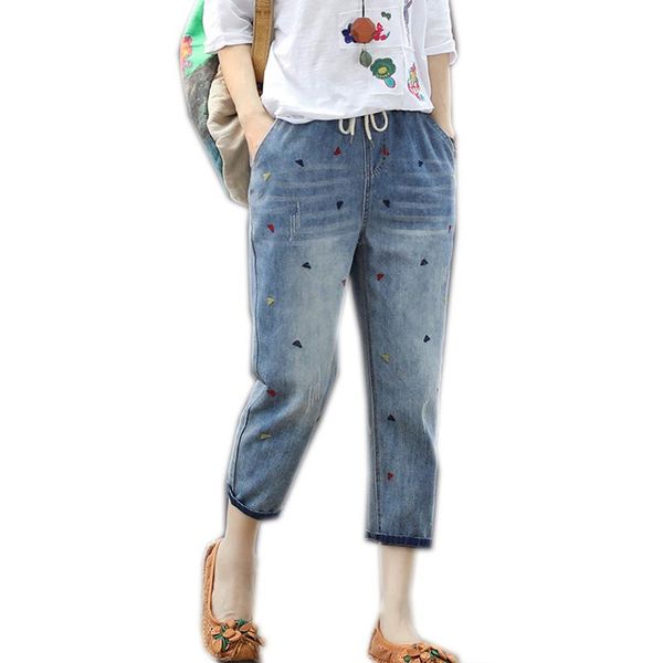 women print jeans denim pants for summer spring harem loose new female big embroidery casual fashion elastic wait b01190944, Blue
women print jeans denim pants for summer spring harem loose new female big embroidery casual fashion elastic wait b01190944, Blue
