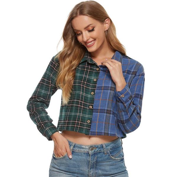 women summer loose shirts high waist matching color shirt minority design european and american blouse short check shirt, White
women summer loose shirts high waist matching color shirt minority design european and american blouse short check shirt, White