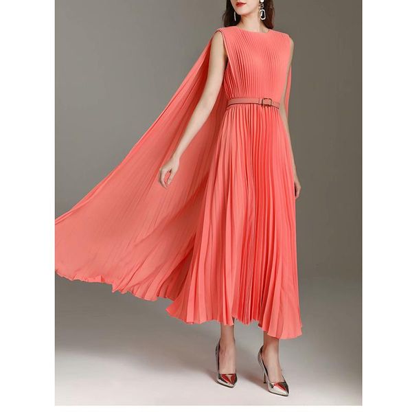 casual dresses women maxi dress 2021 spring summer runway o-neck sleeveless solid long pleated vestidos, Black;gray
casual dresses women maxi dress 2021 spring summer runway o-neck sleeveless solid long pleated vestidos, Black;gray
