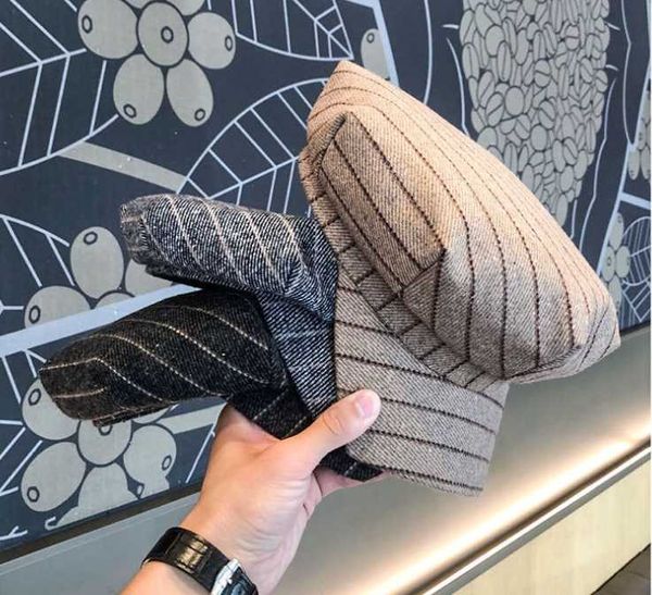 202011-mayshi9130 autumn college style striped octagonal hat men women visors cap, Blue;gray
202011-mayshi9130 autumn college style striped octagonal hat men women visors cap, Blue;gray