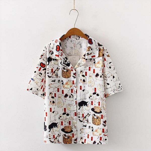 vintage women fashion ladies blouse cat print shirt short sleeve blusas femininas female clothes drop shipping, White
vintage women fashion ladies blouse cat print shirt short sleeve blusas femininas female clothes drop shipping, White