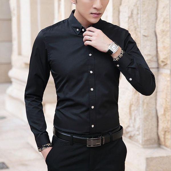men's dress shirts classic french cuffs solid shirt covered placket formal business standard-fit long sleeve office work white, White;black
men's dress shirts classic french cuffs solid shirt covered placket formal business standard-fit long sleeve office work white, White;black