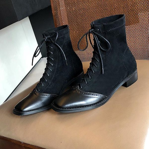 boots sklfgxzy european genuine leather women's classic short female socks lace-up shoes, Black
boots sklfgxzy european genuine leather women's classic short female socks lace-up shoes, Black