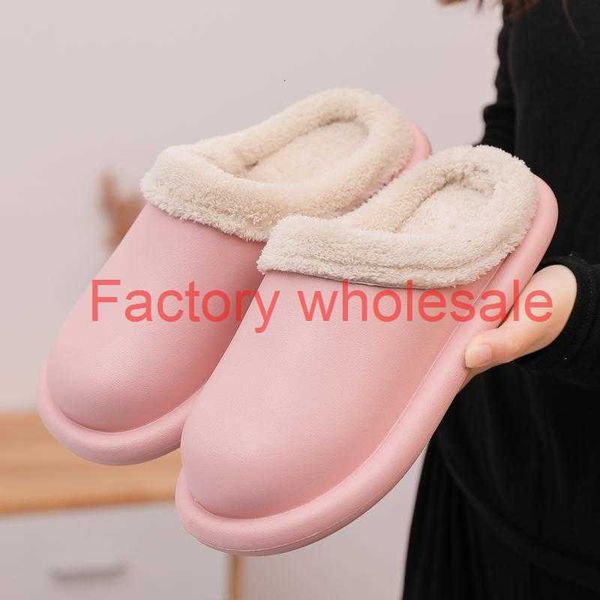 women waterproof leather home slippers shoes non-slip winter warm female indoor shoes womens slipper ladies slides, Black 
women waterproof leather home slippers shoes non-slip winter warm female indoor shoes womens slipper ladies slides, Black