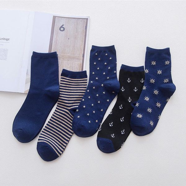 5 pairs men navy socks business socks stripe anchor star snow male autumn winter crew comfortable cotton casual, Black
5 pairs men navy socks business socks stripe anchor star snow male autumn winter crew comfortable cotton casual, Black