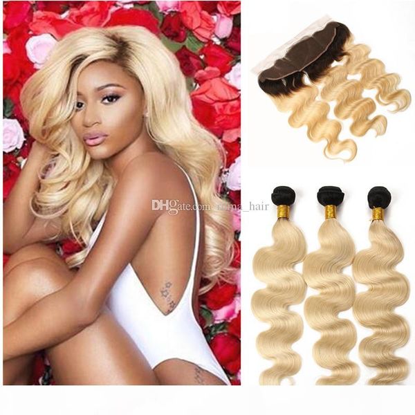 two tone 1b 613 dark root ombre body wave hair extensions with frontals brazilian blonde hair weave 3 bundles with lace frontal closure, Black;brown
two tone 1b 613 dark root ombre body wave hair extensions with frontals brazilian blonde hair weave 3 bundles with lace frontal closure, Black;brown