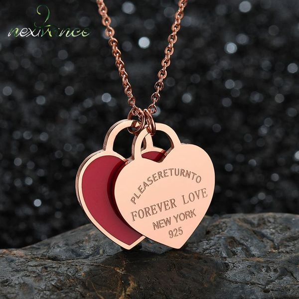 pendant necklaces nextvance luxury double heart brand necklace stainless steel rose gold forever lover letter for woman drop, Silver
pendant necklaces nextvance luxury double heart brand necklace stainless steel rose gold forever lover letter for woman drop, Silver
