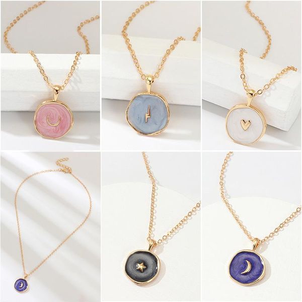 The latest trend of spring and summer 2021 exquisite alloy oil drop star moon necklace pendant wholesale, Silver
The latest trend of spring and summer 2021 exquisite alloy oil drop star moon necklace pendant wholesale, Silver