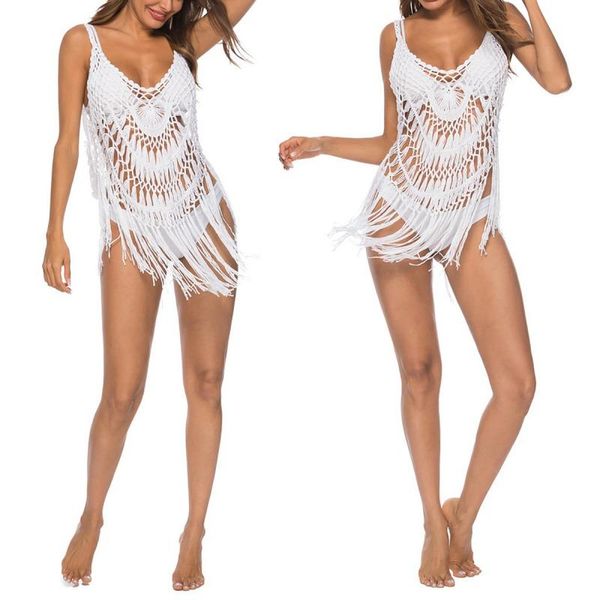 women's swimwear womens crochet knit crop tassel bikini cover up swimsuit bathing suit beachwear beach dress, White;black
women's swimwear womens crochet knit crop tassel bikini cover up swimsuit bathing suit beachwear beach dress, White;black