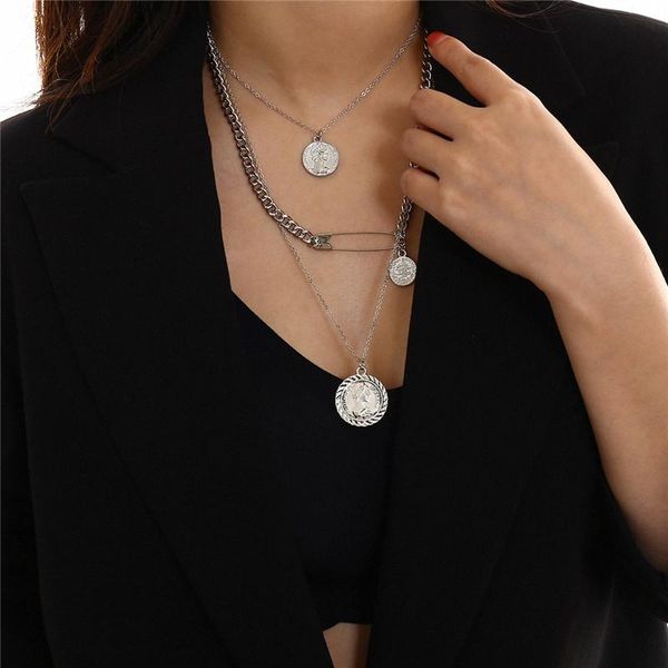 Mamojko Fashion Steampunk Pin Coin Pendant Multilayered Chain Necklace for Women Statement Long Chain Necklace Jewelry, Silver
Mamojko Fashion Steampunk Pin Coin Pendant Multilayered Chain Necklace for Women Statement Long Chain Necklace Jewelry, Silver