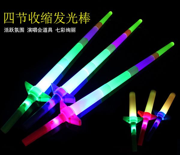 

telescopic led glow sticks flash light toy fluorescent sword concert christmas carnival toy led light stick luminous stick 4 section
