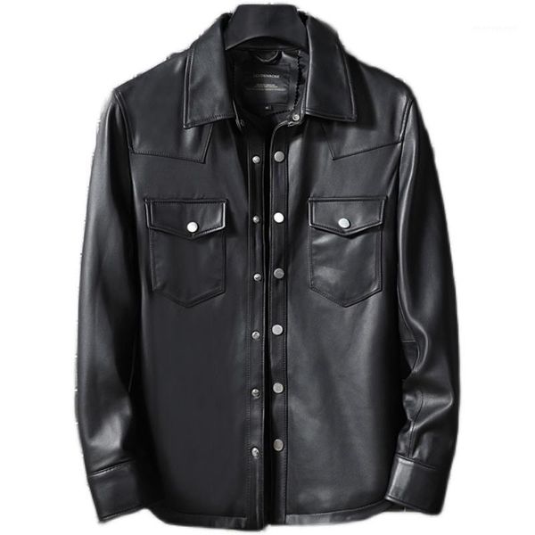 men's leather & faux 2021 black casual style genuine shirt men plus size 4xl single breasted real thin sheepskin spring slim fit natura
men's leather & faux 2021 black casual style genuine shirt men plus size 4xl single breasted real thin sheepskin spring slim fit natura