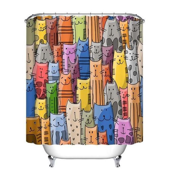 colorful cat printed bath waterproof curtain 3d polyester fabric shower curtain with 12 hooks for mildewproof bathroom decor
colorful cat printed bath waterproof curtain 3d polyester fabric shower curtain with 12 hooks for mildewproof bathroom decor