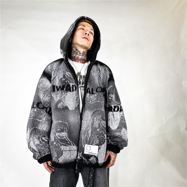 cartoon full print polar fleece cotton padded clothes men's ins european and american fashion brand hooded jacket street trend, Black
cartoon full print polar fleece cotton padded clothes men's ins european and american fashion brand hooded jacket street trend, Black