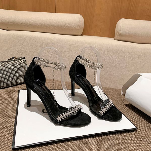 high heel sandals women shoe leather rhinestone chain designer shoes stilettos glitter shimmer wedding party occupation sandal big size, Black
high heel sandals women shoe leather rhinestone chain designer shoes stilettos glitter shimmer wedding party occupation sandal big size, Black