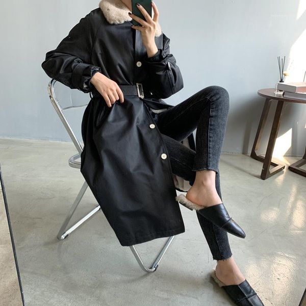 women's down & parkas 2021 winter liner faux fur trench coat female long slim korean sleeve tie thick cotton-padded jacket1, Black
women's down & parkas 2021 winter liner faux fur trench coat female long slim korean sleeve tie thick cotton-padded jacket1, Black