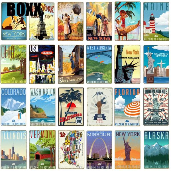the usa countries cities travel metal signs new york alaska ohio washington decor poster retro vintage wall art plaque
the usa countries cities travel metal signs new york alaska ohio washington decor poster retro vintage wall art plaque