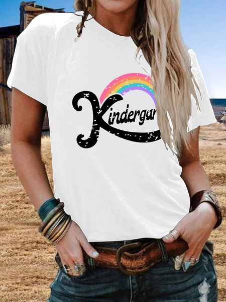 women's new european and american printing rainbow t-shirt women's round neck cotton short sleeve top, White
women's new european and american printing rainbow t-shirt women's round neck cotton short sleeve top, White