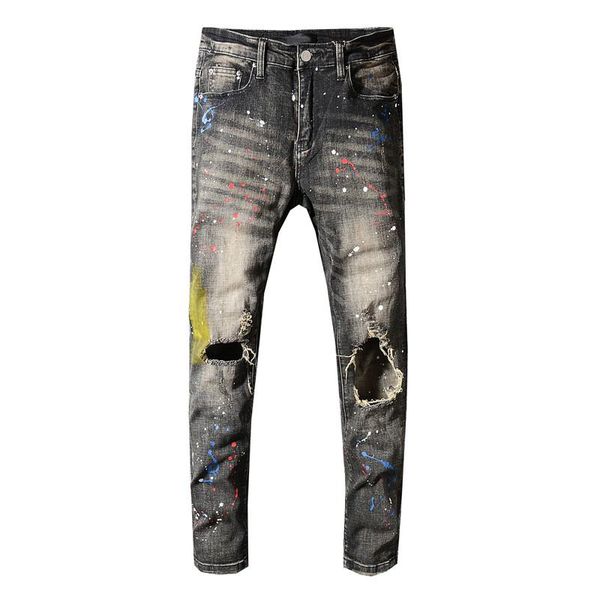 moruancle men hi street painted destroyed jean pants fashion ripped printed denim trousers with hole streetwear distressed jeans, Blue
moruancle men hi street painted destroyed jean pants fashion ripped printed denim trousers with hole streetwear distressed jeans, Blue