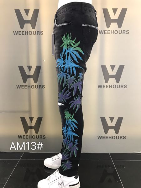 men's and women's casual hip-hop jeans currently designer luxury pants am13-15, Blue
men's and women's casual hip-hop jeans currently designer luxury pants am13-15, Blue