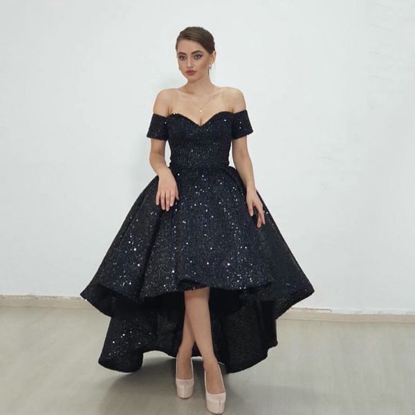sparkly black high low prom dress 2022 off shoulder formal sequin evening party gown saudi arbia lady gala robe de soiree
sparkly black high low prom dress 2022 off shoulder formal sequin evening party gown saudi arbia lady gala robe de soiree