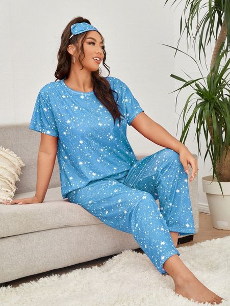 plus star print pj set 15eb#, Black;white 
plus star print pj set 15eb#, Black;white