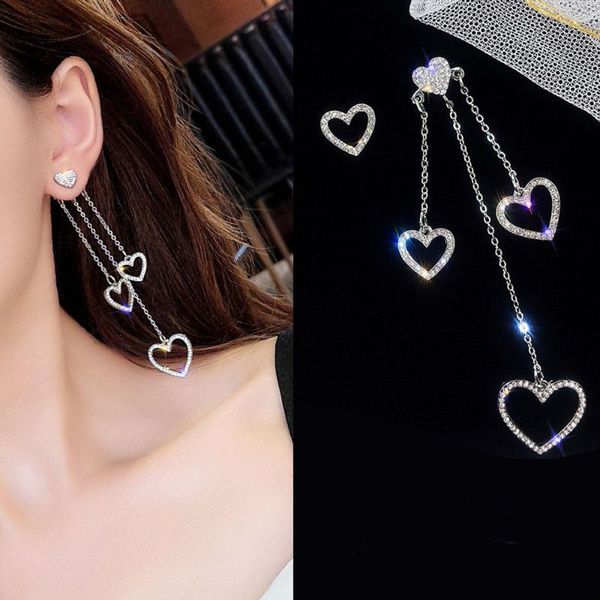 korean jewelry hollow heart geometry shiny crystal pendientes drop earrings long tassel earrings zircon ear for women, Silver
korean jewelry hollow heart geometry shiny crystal pendientes drop earrings long tassel earrings zircon ear for women, Silver