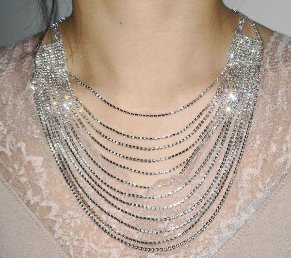 chokers women layered statement necklace waterfall simulated diamond cz crystal multi strand chain fashion jewelry collar tassel choker, Golden;silver
chokers women layered statement necklace waterfall simulated diamond cz crystal multi strand chain fashion jewelry collar tassel choker, Golden;silver