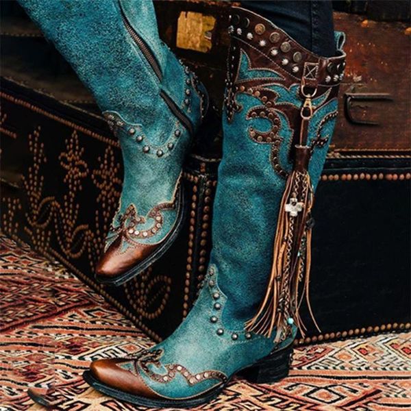 women knee high boots plus size retro zip mid heel vintage autumn winter sqaure toe pu leather rivets tassels totem shoes 2020, Black
women knee high boots plus size retro zip mid heel vintage autumn winter sqaure toe pu leather rivets tassels totem shoes 2020, Black