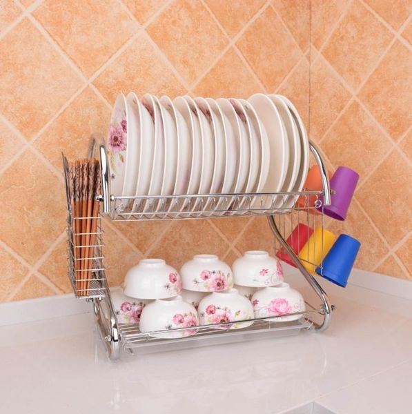hooks & rails 2 tiers dish drying rack holder basket stainless steel home washing kitchen sink drainer plates bowls organizer
hooks & rails 2 tiers dish drying rack holder basket stainless steel home washing kitchen sink drainer plates bowls organizer