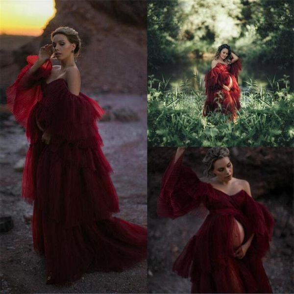 dark red off shoulder pregnant women sleepwear maternity dress plus size tiered ruffles nightgowns pshoot robes, White
dark red off shoulder pregnant women sleepwear maternity dress plus size tiered ruffles nightgowns pshoot robes, White