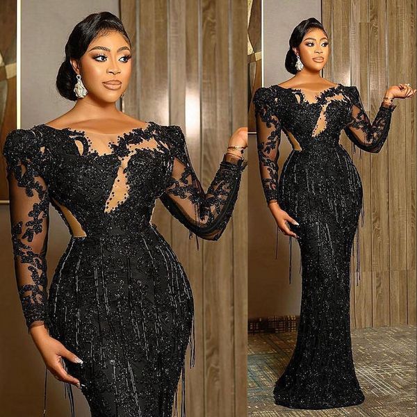 2022 arabic dubai evening dresses wear black sequined lace bling crystal beads long sleeves mermaid plus size party prom gowns cutaway sides, Black;red
2022 arabic dubai evening dresses wear black sequined lace bling crystal beads long sleeves mermaid plus size party prom gowns cutaway sides, Black;red