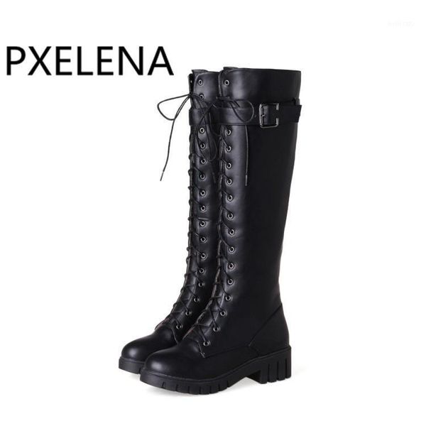pxelena vintage riding knight knee high boots women buckle lace up square med heels combat biker long boots ladies shoe1, Black
pxelena vintage riding knight knee high boots women buckle lace up square med heels combat biker long boots ladies shoe1, Black